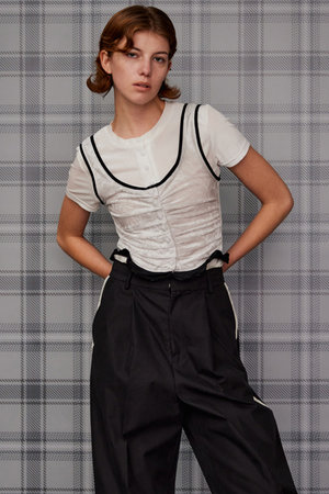 メゾンスペシャル/MAISON SPECIALのLayered Velour Top/レイヤードベロアトップ