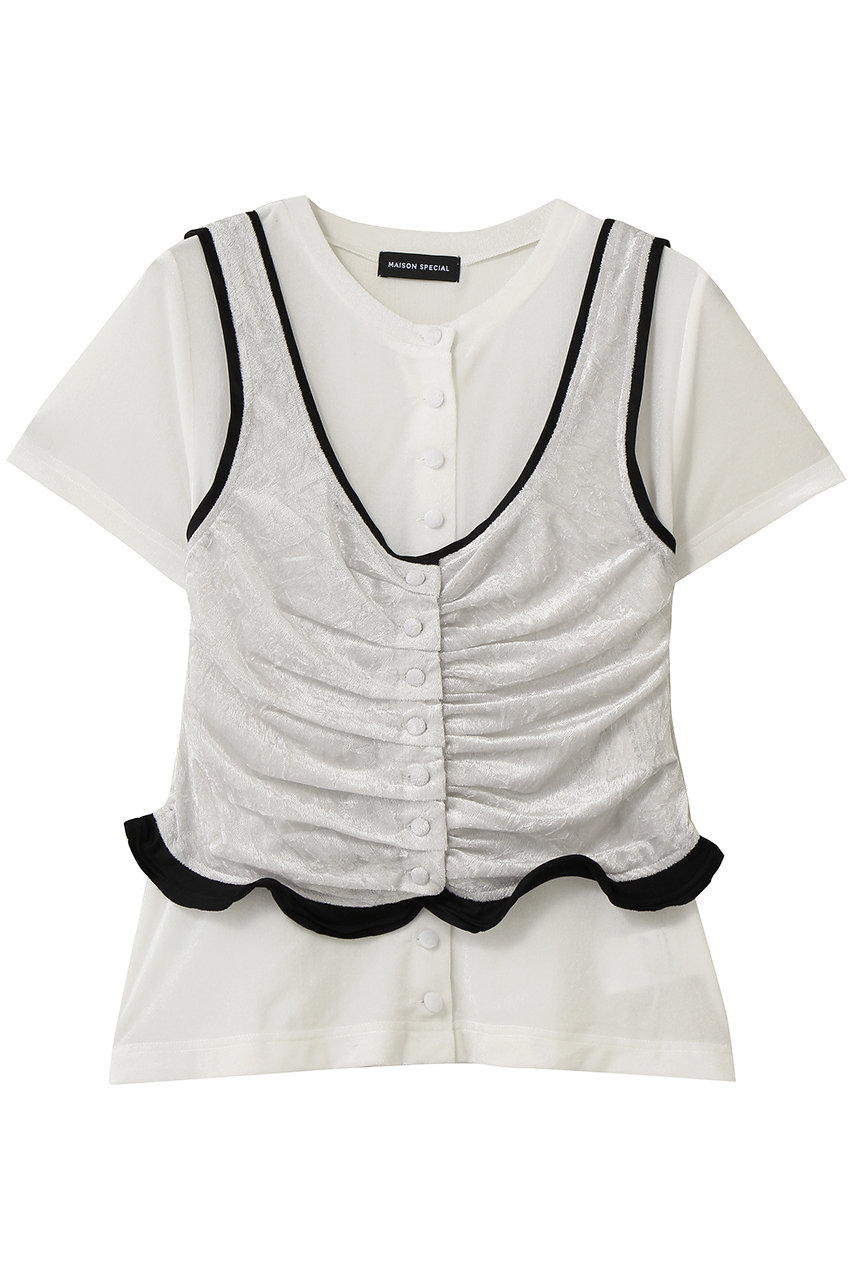 メゾンスペシャル/MAISON SPECIALのLayered Velour Top/レイヤードベロアトップ(L.GRY(ライトグレー)/21262415203)