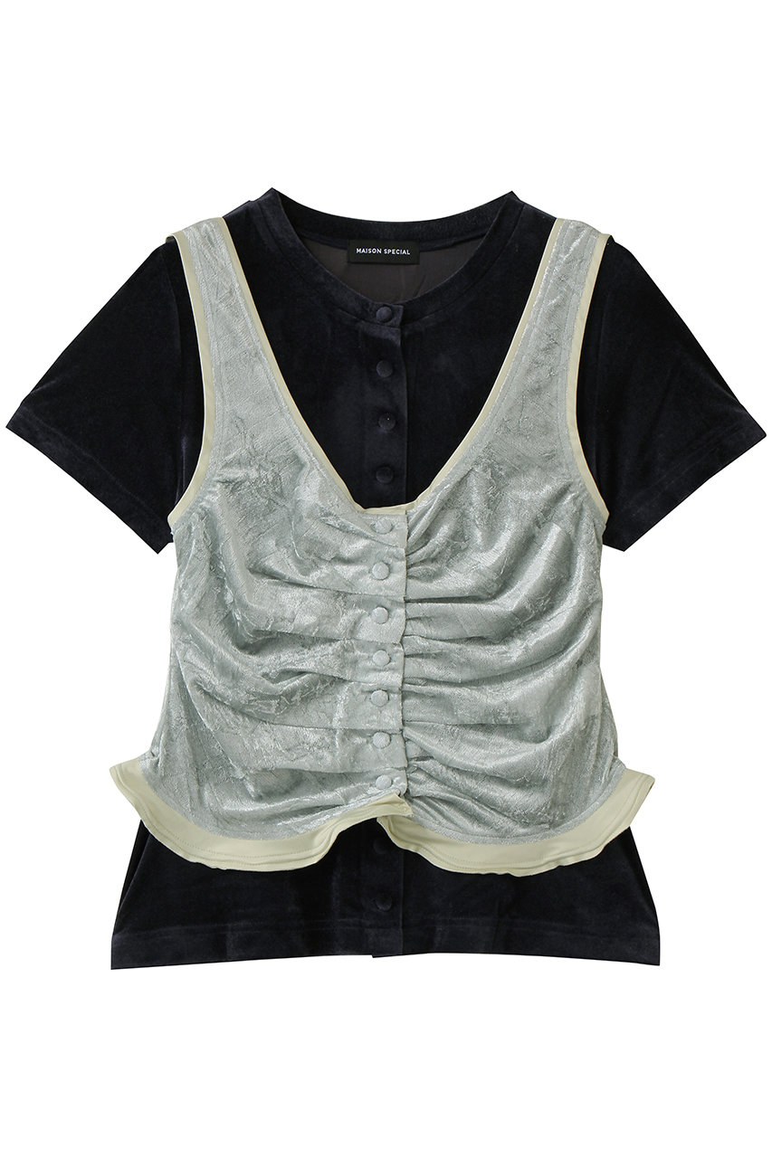 メゾンスペシャル/MAISON SPECIALのLayered Velour Top/レイヤードベロアトップ(NVY(ネイビー)/21262415203)
