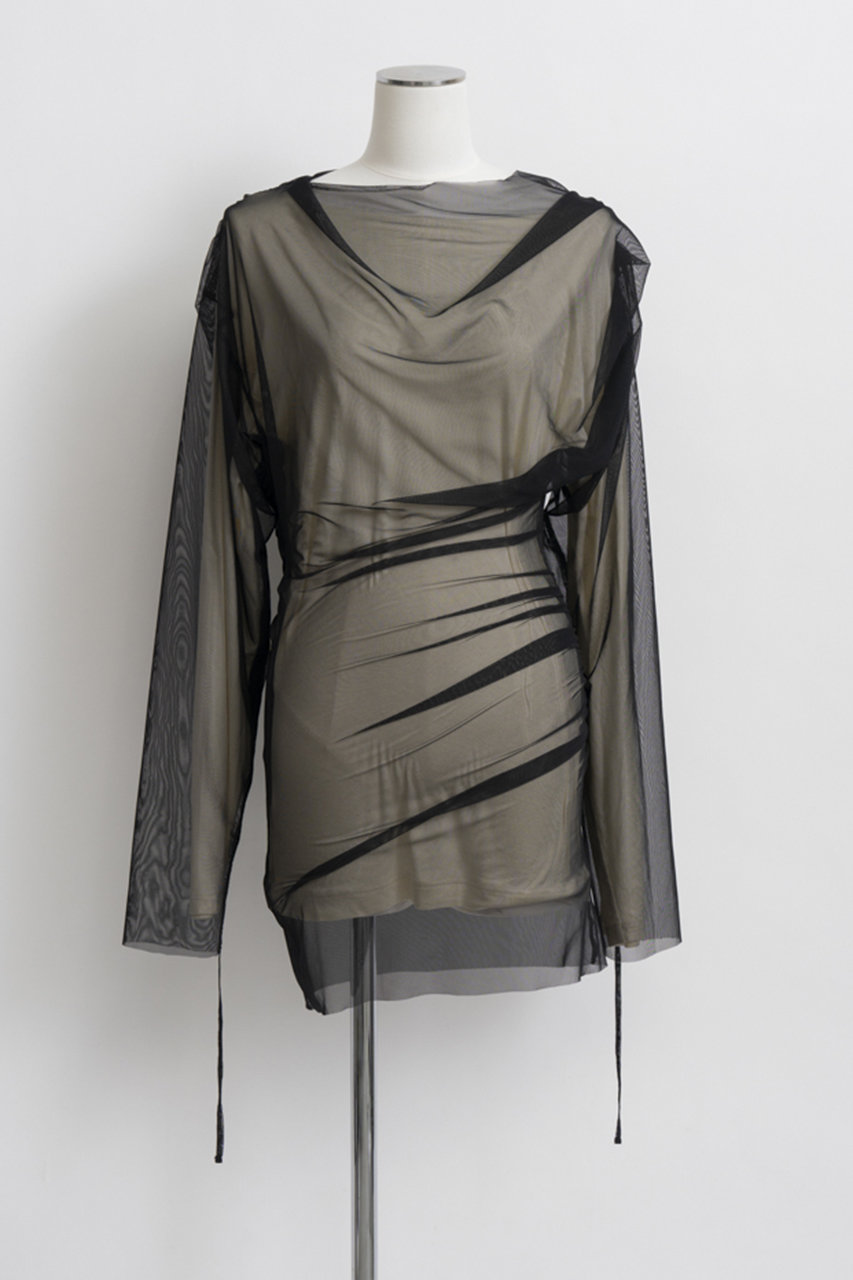 メゾンスペシャル/MAISON SPECIALの【予約販売】Sheer Layered Drape Top/シアーレイヤードドレープトップ(BLK(ブラック)/21262415204)