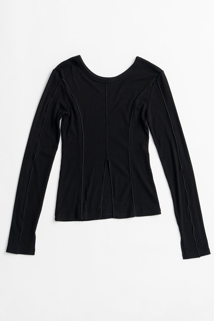 メゾンスペシャル/MAISON SPECIALの【予約販売】2WAY Cashmere Silk Blend Ribbed Top/2WAYカシミヤシルクブレンドリブTOP(BLK(ブラック)/21262415303)
