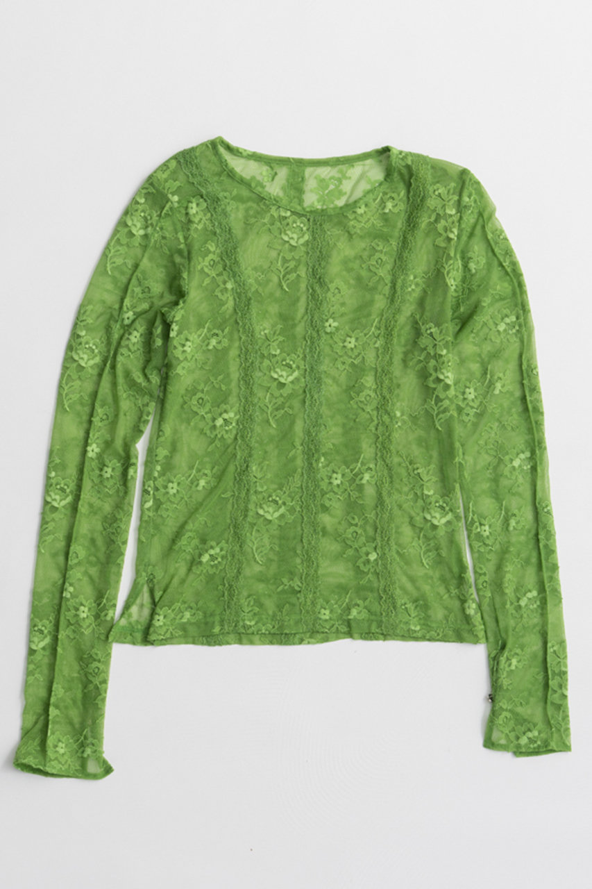 メゾンスペシャル/MAISON SPECIALのSleeve Slit Lace Top/スリーブスリットレーストップス(GRN(グリーン)/21262415307)