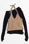 【予約販売】Border Halter Layered Off-Shoulder Top/ボーダーホルターレイヤードオフショルTOP メゾンスペシャル/MAISON SPECIAL BLK(ブラック)