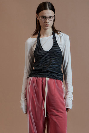 メゾンスペシャル/MAISON SPECIALの【予約販売】Border Halter Layered Off-Shoulder Top/ボーダーホルターレイヤードオフショルTOP(110100/110103)