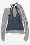 【予約販売】Border Halter Layered Off-Shoulder Top/ボーダーホルターレイヤードオフショルTOP メゾンスペシャル/MAISON SPECIAL GRY(グレー)