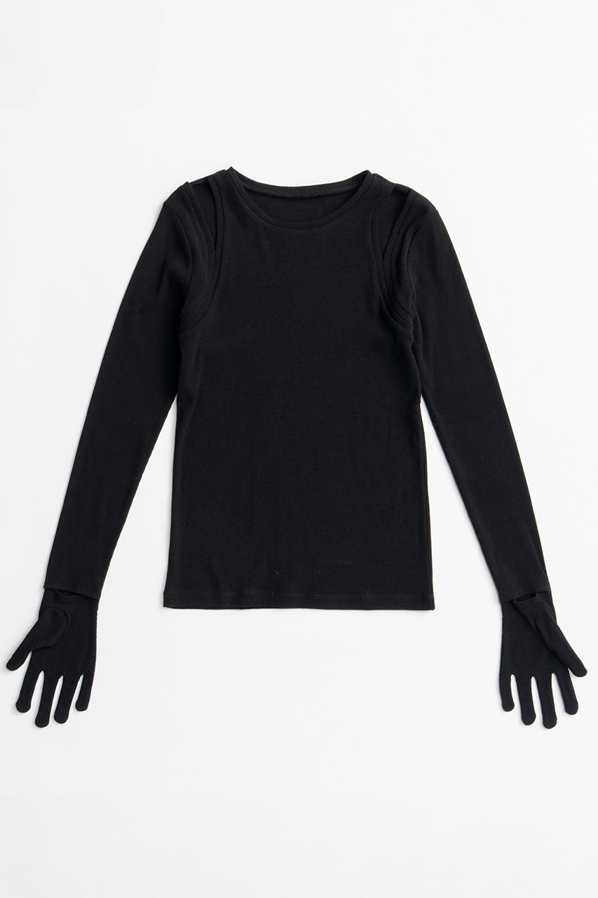 メゾンスペシャル/MAISON SPECIALの【予約販売】Glove Rib Jersey Top/グローブリブカットソートップス(BLK(ブラック)/21262416002)