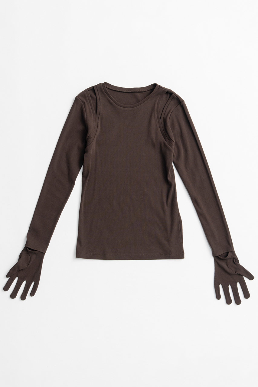 メゾンスペシャル/MAISON SPECIALの【予約販売】Glove Rib Jersey Top/グローブリブカットソートップス(BRN(ブラウン)/21262416002)