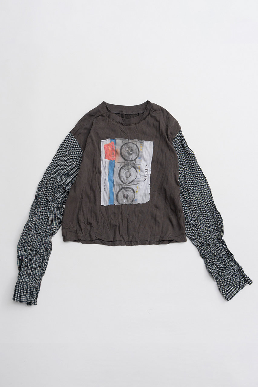 メゾンスペシャル/MAISON SPECIALの【予約販売】Washer Shirt Docking Print T-Shirt/ワッシャーシャツドッキングプリントTEE(C.GRY(チャコールグレー)/21262416003)