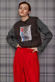 Washer Shirt Docking Print T-Shirt/ワッシャーシャツドッキングプリントTEE