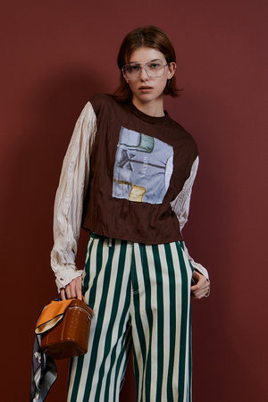 メゾンスペシャル/MAISON SPECIALの【予約販売】Washer Shirt Docking Print T-Shirt/ワッシャーシャツドッキングプリントTEE(110100/110103)