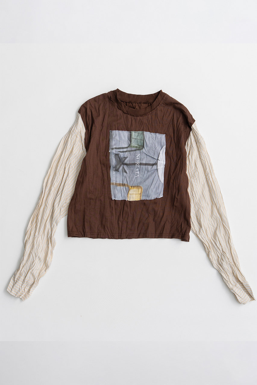 メゾンスペシャル/MAISON SPECIALの【予約販売】Washer Shirt Docking Print T-Shirt/ワッシャーシャツドッキングプリントTEE(BRN(ブラウン)/21262416003)