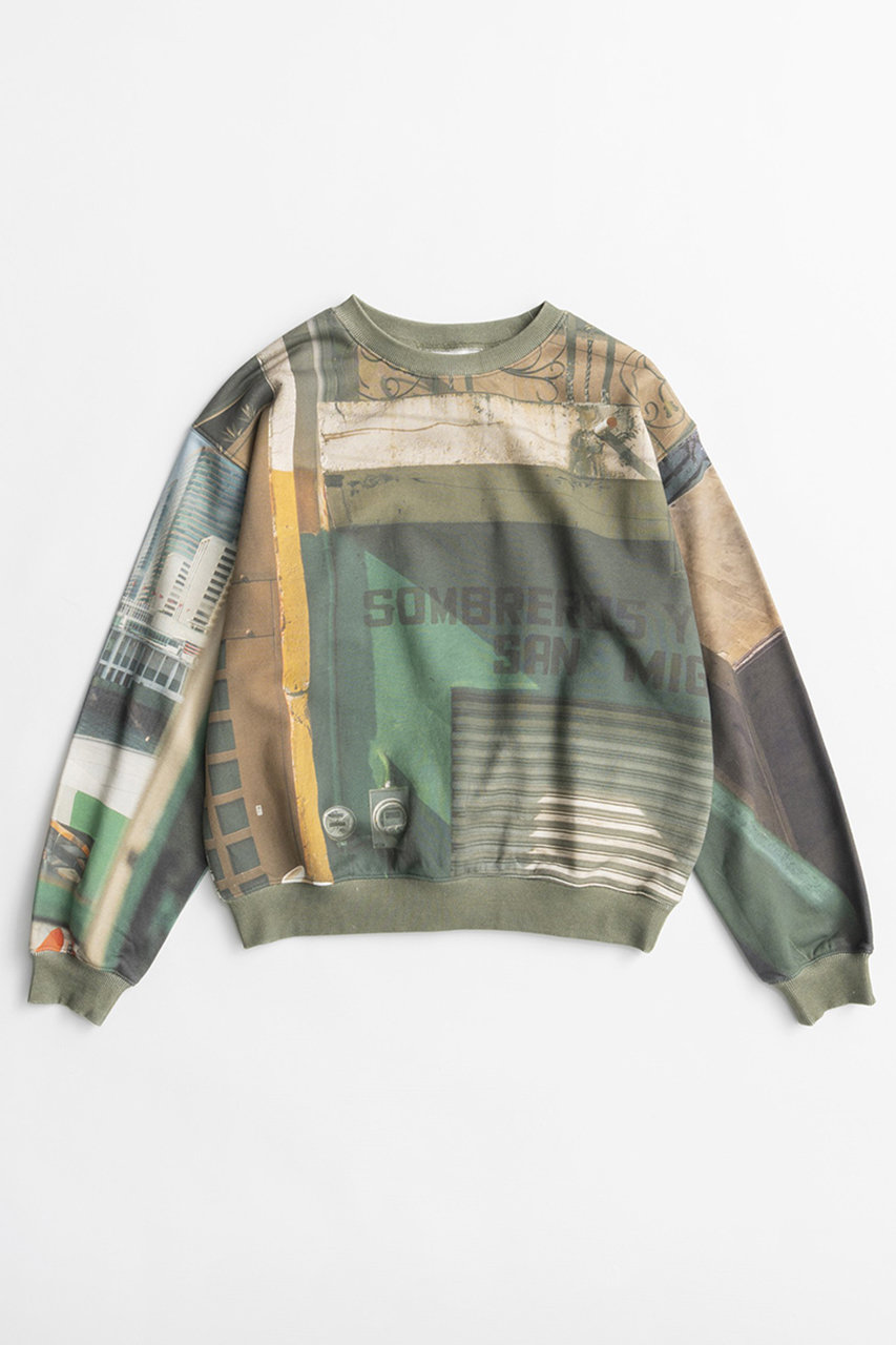 メゾンスペシャル/MAISON SPECIALの【予約販売】Cityscape Photo Sweatshirt Top/シティスケイプフォトスウェットトップ(GRN(グリーン)/21262416004)