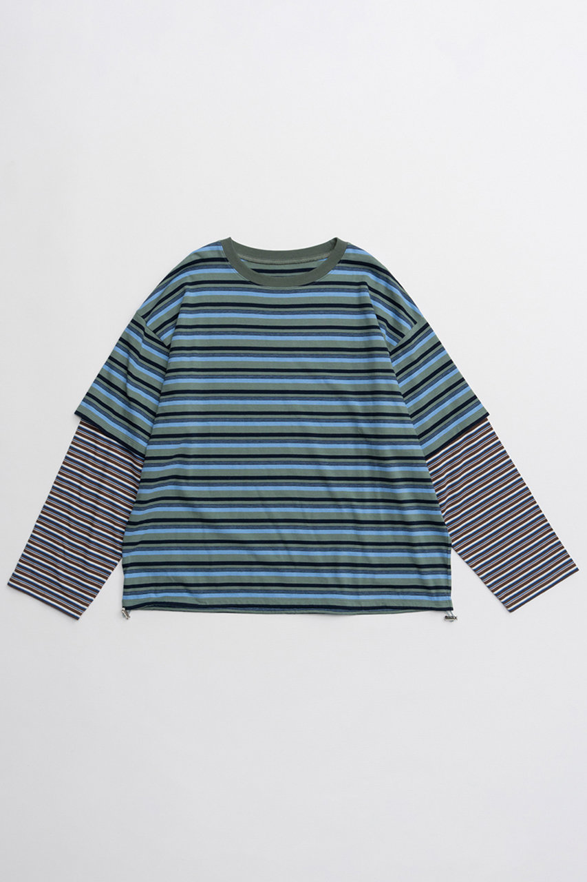 メゾンスペシャル/MAISON SPECIALのDouble Border T-Shirt/ダブルボーダーTシャツ(GRN(グリーン)/21262416301)