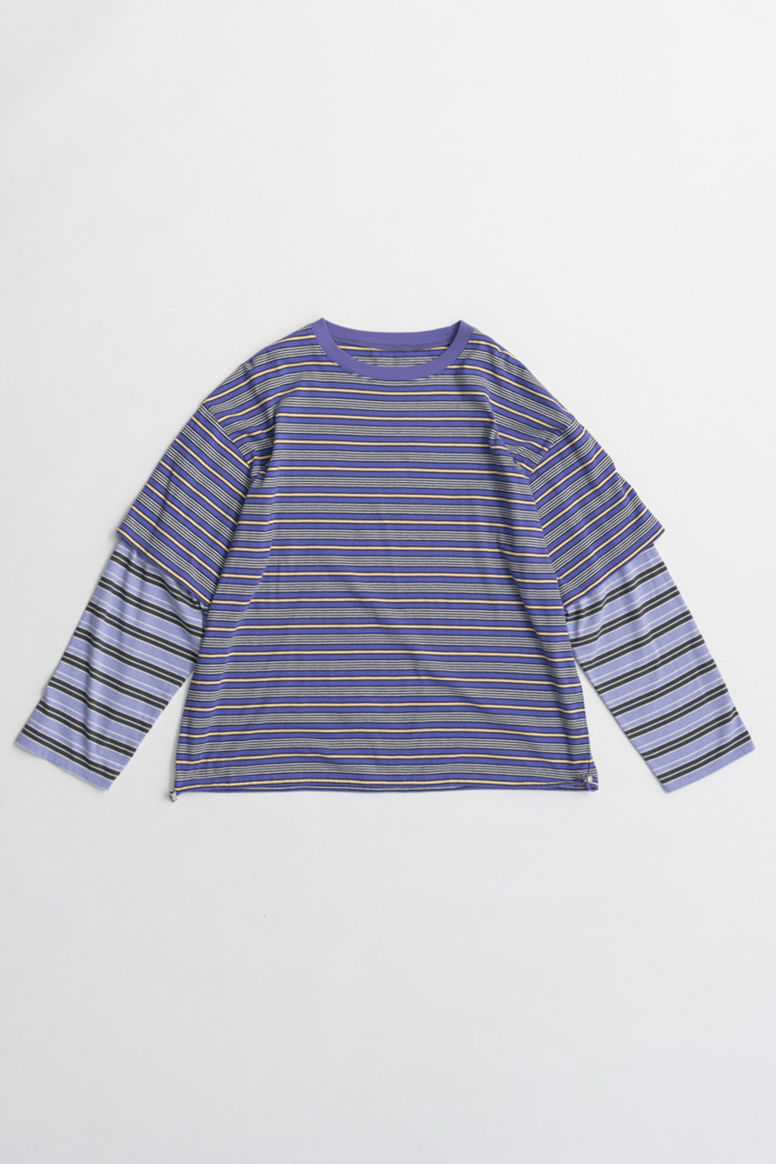 メゾンスペシャル/MAISON SPECIALのDouble Border T-Shirt/ダブルボーダーTシャツ(PPL(パープル)/21262416301)