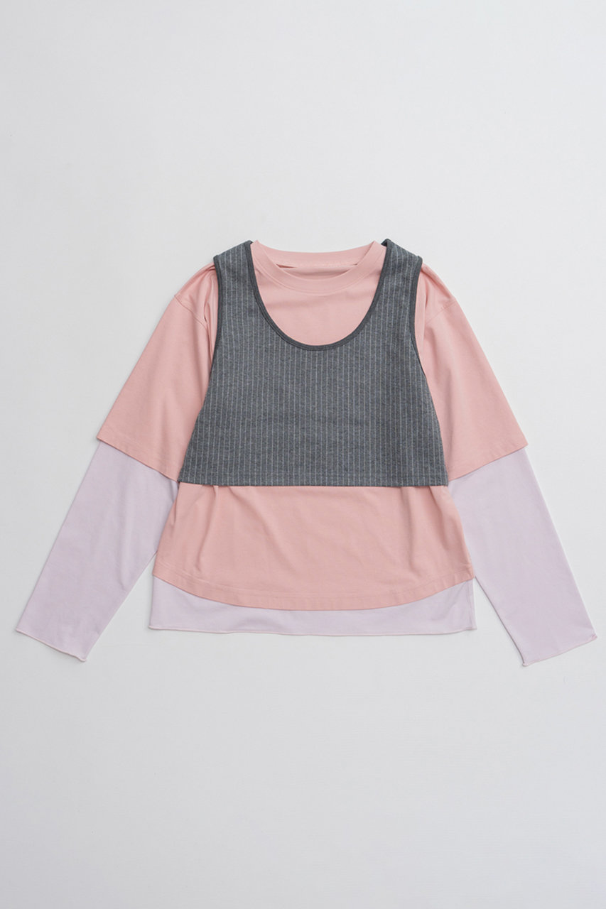 メゾンスペシャル/MAISON SPECIALのMulti-Fabric Layered T-Shirt/マルチファブリックレイヤードTシャツ(PNK(ピンク)/21262416302)