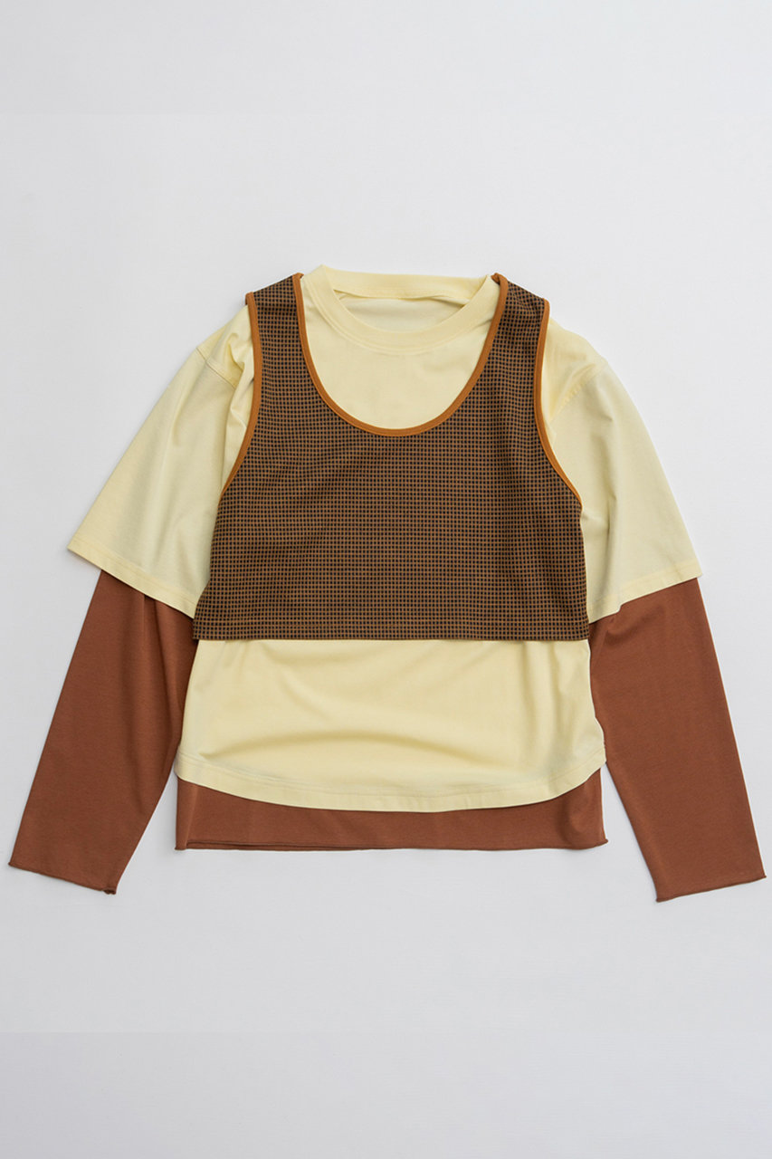 メゾンスペシャル/MAISON SPECIALのMulti-Fabric Layered T-Shirt/マルチファブリックレイヤードTシャツ(YEL(イエロー)/21262416302)