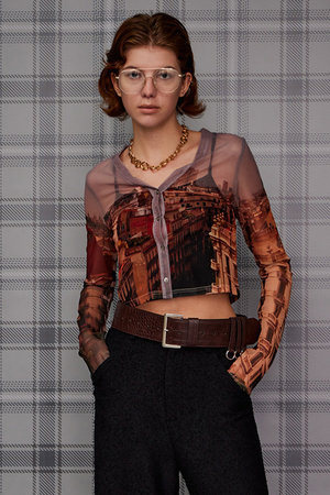 メゾンスペシャル/MAISON SPECIALの【予約販売】City Photo Print Sheer Cardigan/シティフォトプリントシアーカーデ(110100/110104)