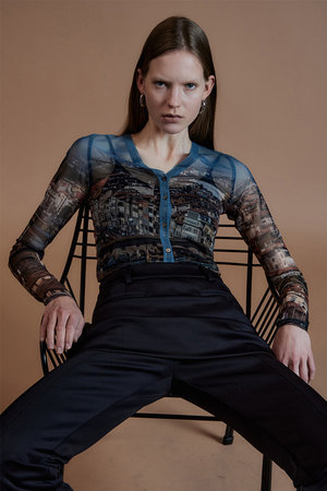 メゾンスペシャル/MAISON SPECIALの【予約販売】City Photo Print Sheer Cardigan/シティフォトプリントシアーカーデ(110100/110104)