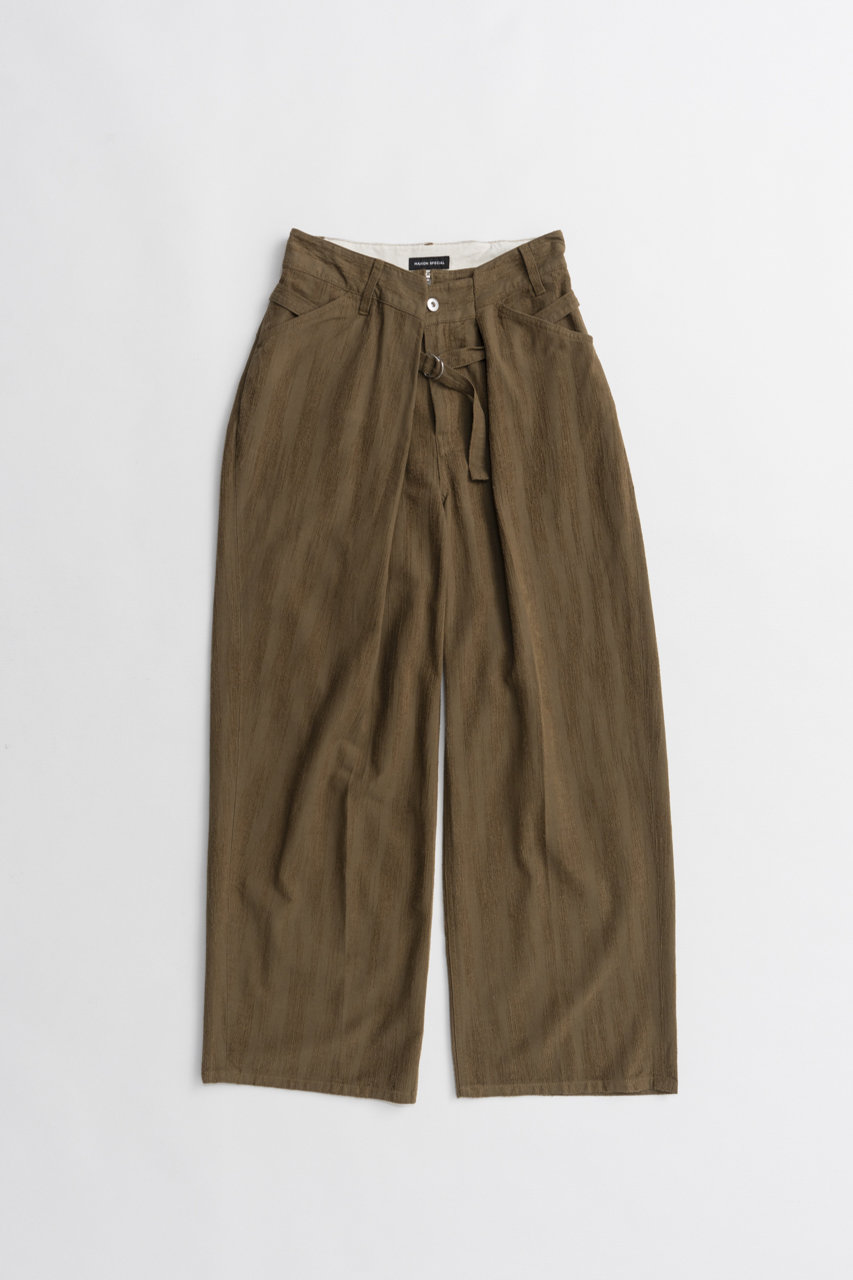 メゾンスペシャル/MAISON SPECIALのDouble-Waist Wide Tuck Pants/ダブルウエストワイドタックパンツ(KHK(カーキ)/21262465804)