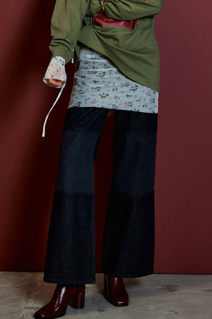 メゾンスペシャル/MAISON SPECIALのKnee Patch Wide Denim/ニーパッチワイドデニム(110600/110604)