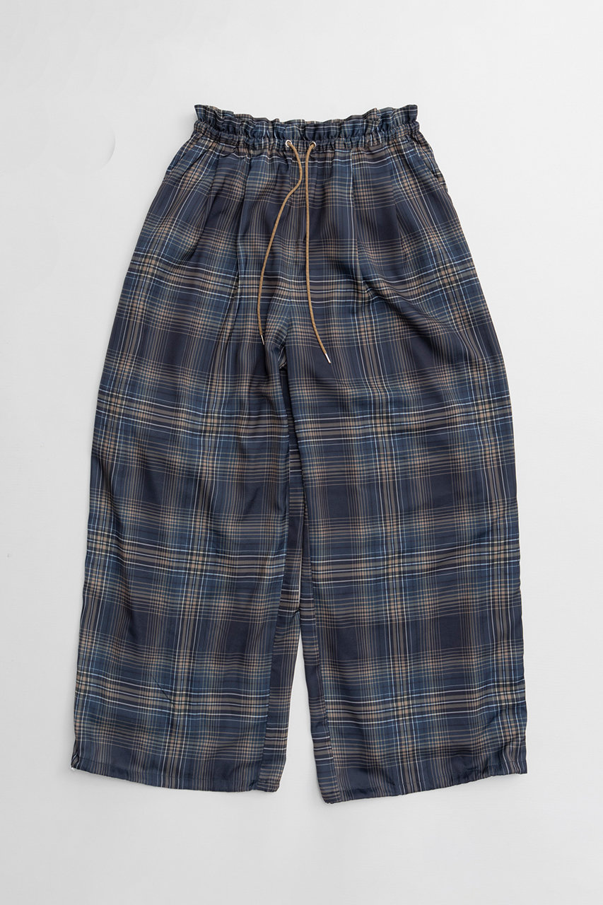 メゾンスペシャル/MAISON SPECIALのSatin Check Easy Pants/サテンチェックイージーパンツ(NVY(ネイビー)/21262466304)