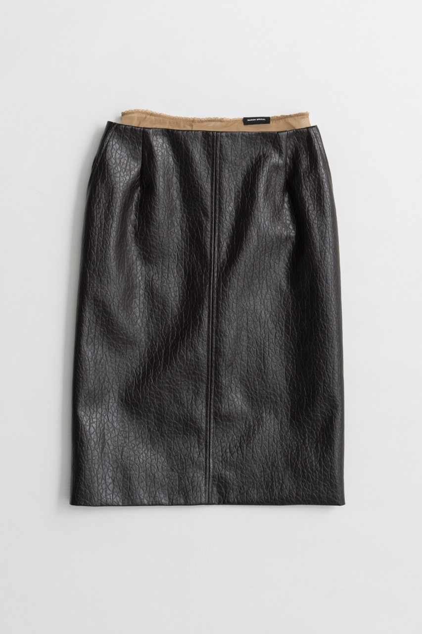 メゾンスペシャル/MAISON SPECIALのLayered Multi-Fabric Midi Skirt/レイヤードマルチファブリックミモレスカート(BRN(ブラウン)/21262515201)