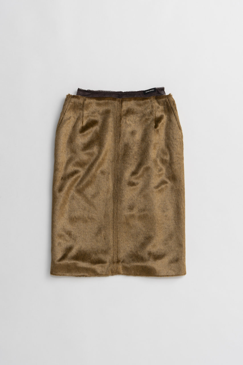メゾンスペシャル/MAISON SPECIALのLayered Multi-Fabric Midi Skirt/レイヤードマルチファブリックミモレスカート(CML(キャメル)/21262515201)