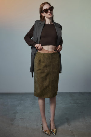 メゾンスペシャル/MAISON SPECIALのLayered Multi-Fabric Midi Skirt/レイヤードマルチファブリックミモレスカート(110700/110703)