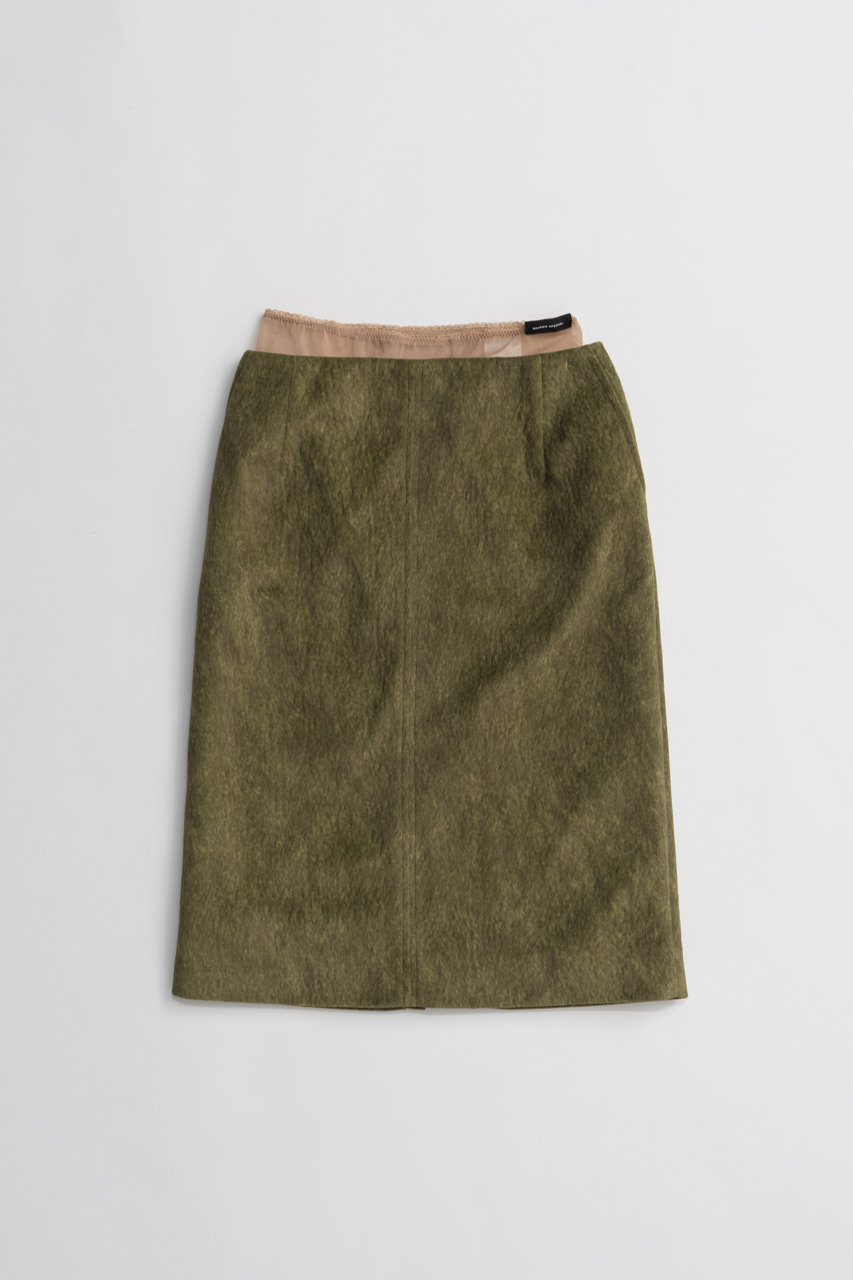 メゾンスペシャル/MAISON SPECIALのLayered Multi-Fabric Midi Skirt/レイヤードマルチファブリックミモレスカート(GRN(グリーン)/21262515201)