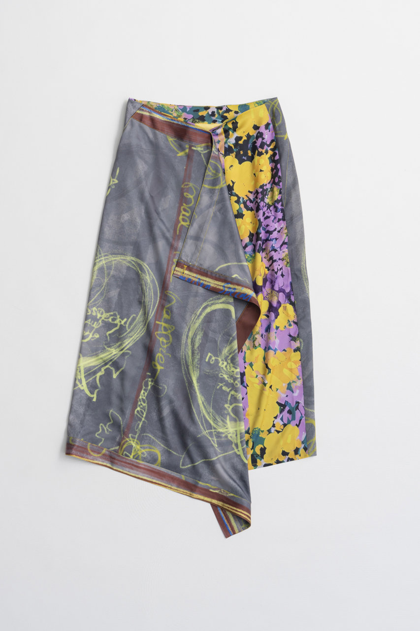 メゾンスペシャル/MAISON SPECIALの【予約販売】Drawing Scarf Skirt/ドローイングスカーフスカート(BLK(ブラック)/21262515803)