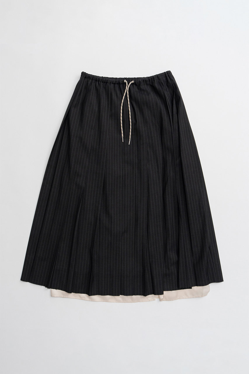 メゾンスペシャル/MAISON SPECIALの【予約販売】Waist Drawstring Pleated Skirt/ウエストドローストリングプリーツスカート(BLK(ブラック)/21262516001)