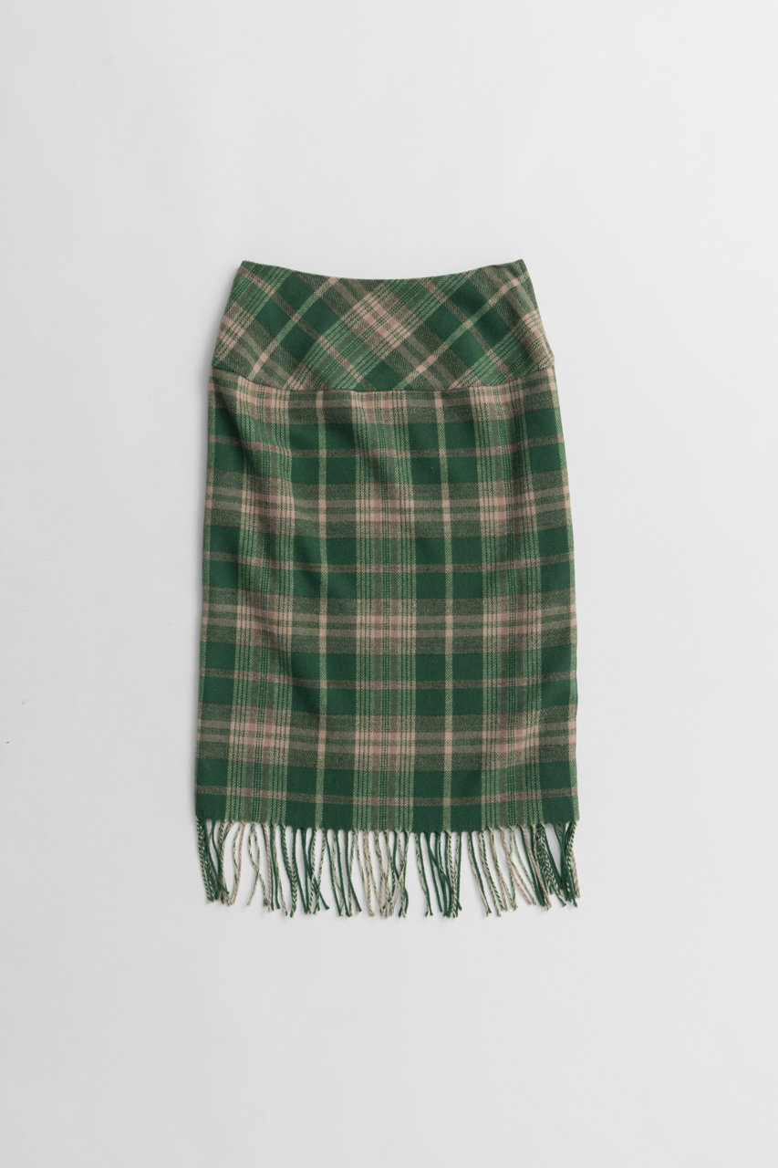 メゾンスペシャル/MAISON SPECIALの【予約販売】Check Fringe Skirt/チェックフリンジスカート(GRN(グリーン)/21262516301)