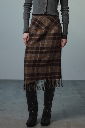 メゾンスペシャル/MAISON SPECIALの【予約販売】Check Fringe Skirt/チェックフリンジスカート(110700/110703)