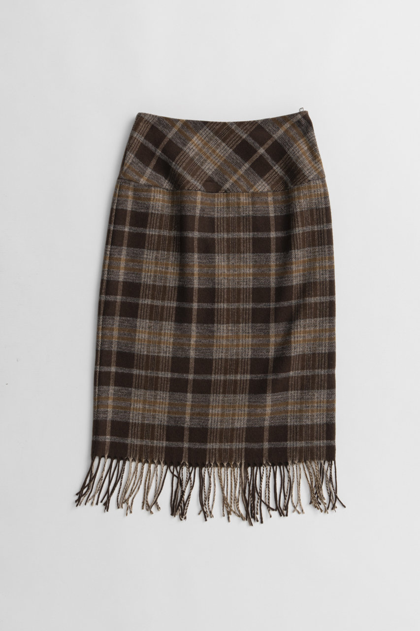 メゾンスペシャル/MAISON SPECIALの【予約販売】Check Fringe Skirt/チェックフリンジスカート(BRN(ブラウン)/21262516301)