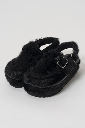 メゾンスペシャル/MAISON SPECIALのFur-Like Volume Sole Slingback Mules/ファーライクボリュームソールスリングバックミュール(130200/130201)