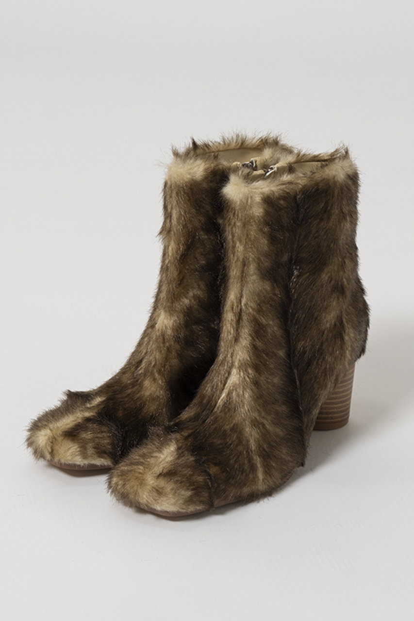 メゾンスペシャル/MAISON SPECIALのFur-Like Square Short Boots/ファーライクスクエアショートブーツ(BRN(ブラウン)/21262565503)