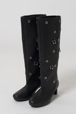 Round-Toe Pierced Wide Long Boots/ラウンドトゥピアスワイドロングブーツ