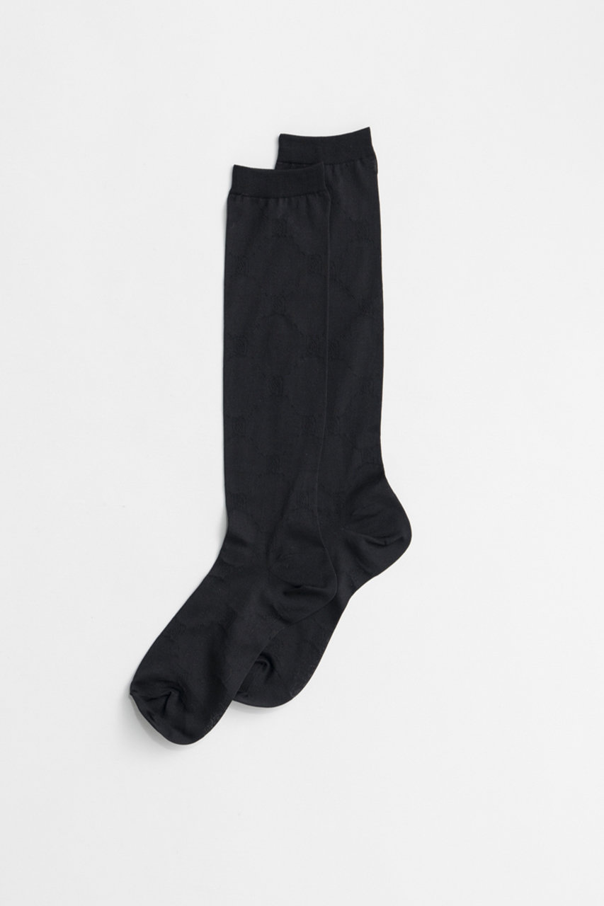メゾンスペシャル/MAISON SPECIALのMS Logo Sheer Socks/MSロゴシアーソックス(BLK(ブラック)/21262665801)