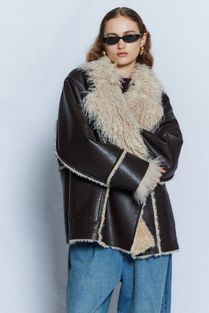 メゾンスペシャル/MAISON SPECIALの【予約販売】Double-Breasted Faux Mouton Coat / ダブルブレストフェイクムートンコート(110900/110902)