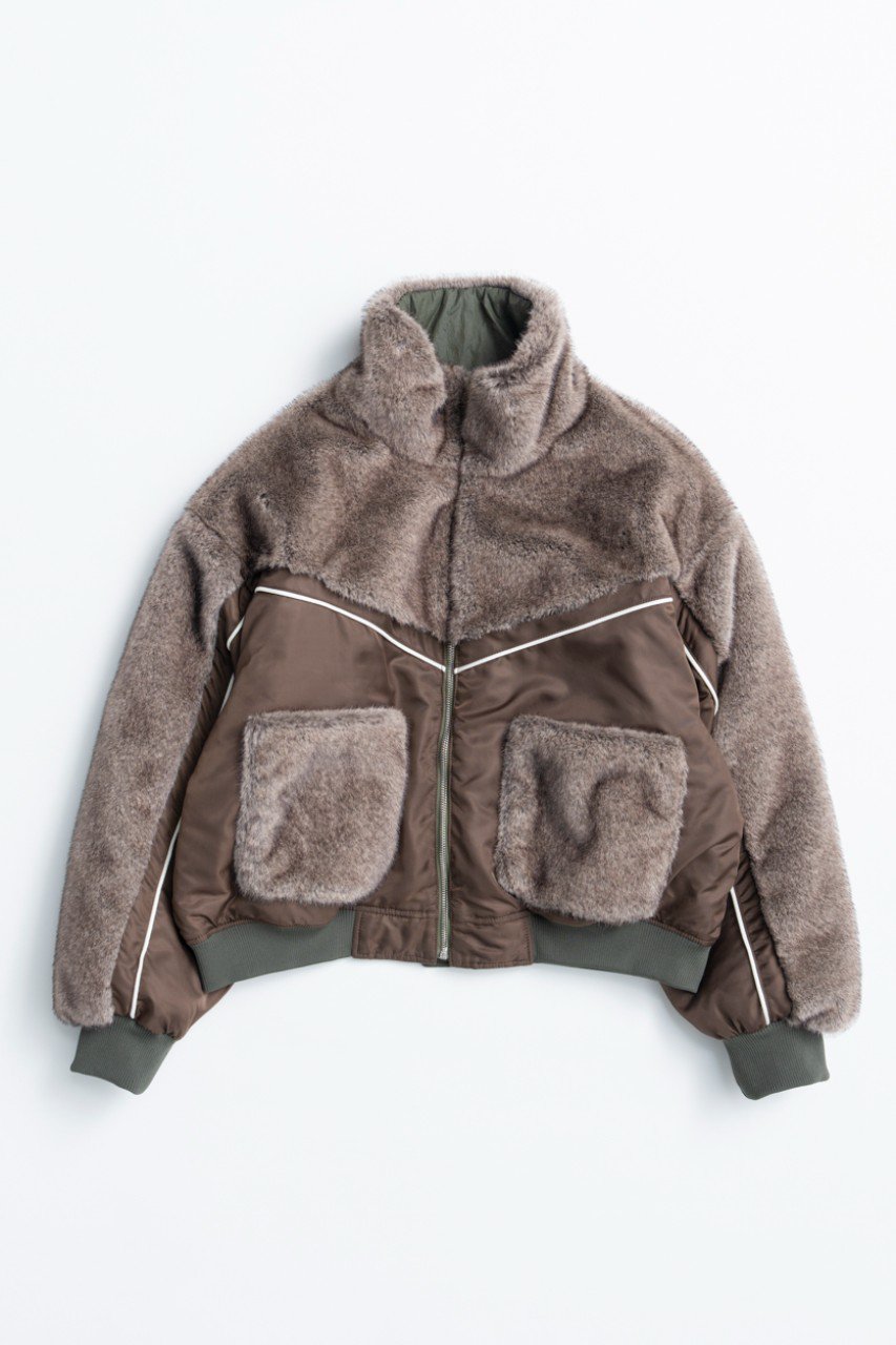 MAISON SPECIAL Reversible Fur Blouson / リバーシブルファーブルゾン (BRN(ブラウン), FREE) メゾンスペシャル ELLE SHOP