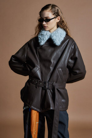 メゾンスペシャル/MAISON SPECIALの【予約販売】Fake Leather Short Trench Coat / フェイクレザーショートトレンチ(110900/110902)