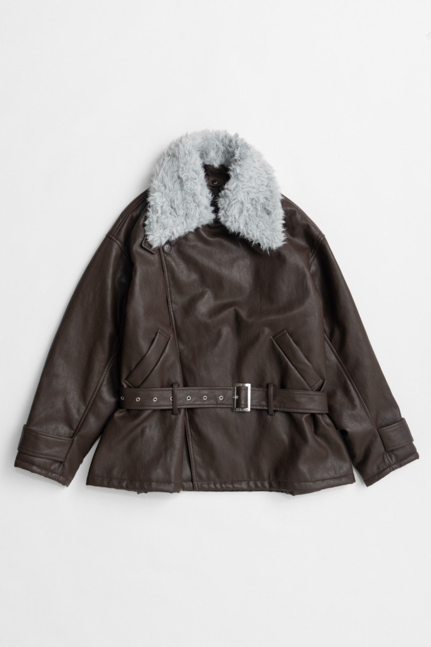 MAISON SPECIAL Fake Leather Short Trench Coat / フェイクレザーショートトレンチ (BRN(ブラウン), FREE) メゾンスペシャル ELLE SHOP