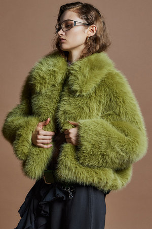 メゾンスペシャル/MAISON SPECIALの【予約販売】Volume Collar Fur Coat / ボリュームカラーファーコート