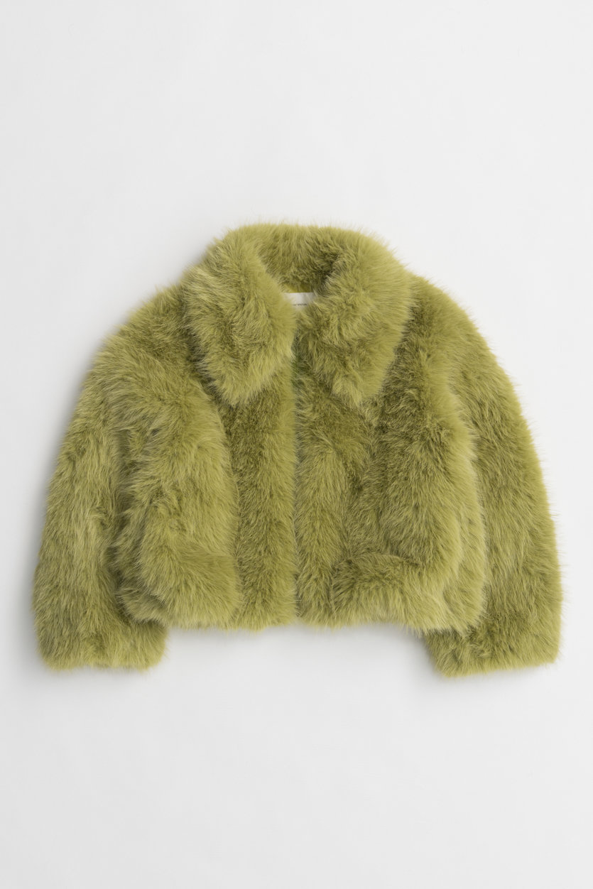 MAISON SPECIAL Volume Collar Fur Coat / ボリュームカラーファーコート (LIME(ライム), FREE) メゾンスペシャル ELLE SHOP