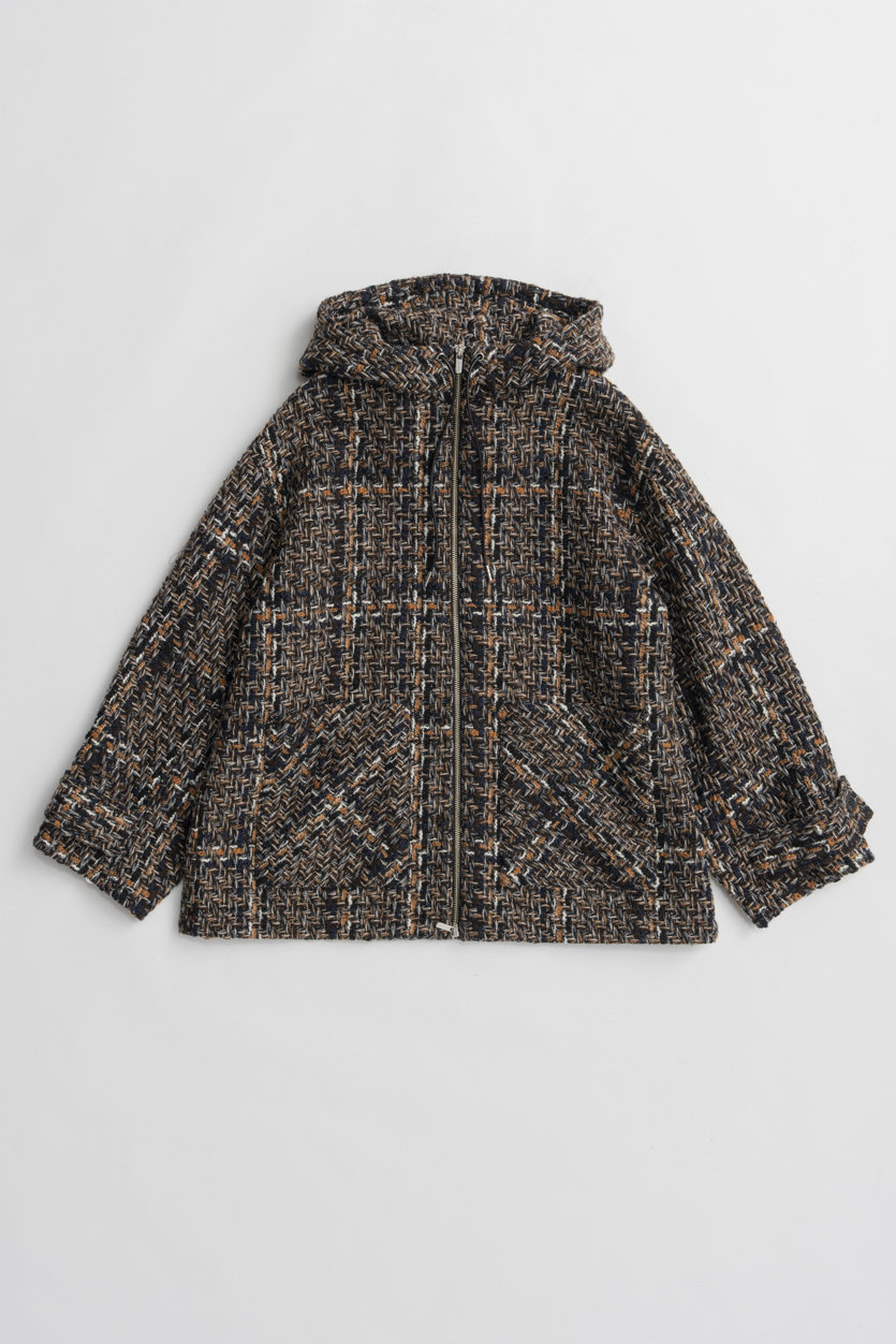 MAISON SPECIAL Tweed Hoodie Coat / ツイードフーディコート (NVY(ネイビー), FREE) メゾンスペシャル ELLE SHOP
