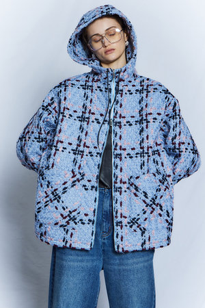 メゾンスペシャル/MAISON SPECIALの【予約販売】Tweed Hoodie Coat / ツイードフーディコート