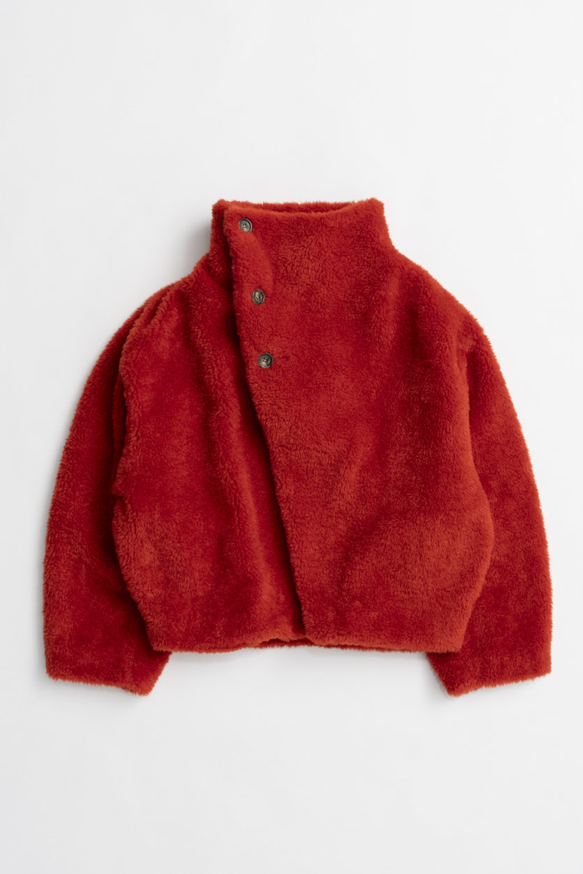 MAISON SPECIAL Stand Neck Boa Coat / スタンドネックボアコート (RED(レッド), FREE) メゾンスペシャル ELLE SHOP