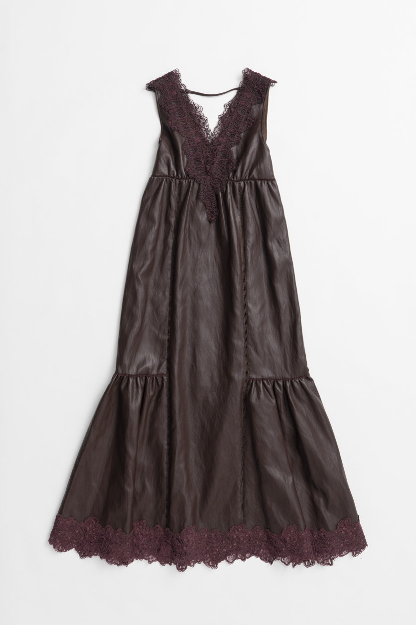 MAISON SPECIAL Fake Leather Lingerie Dress / フェイクレザーランジェリーワンピ (BRN(ブラウン), 38) メゾンスペシャル ELLE SHOP