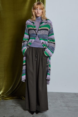 メゾンスペシャル/MAISON SPECIALの【予約販売】Multi Border High-Neck Knit Cardigan Dress / マルチボーダーハイネックニットカーディガンドレス(110500/110503)
