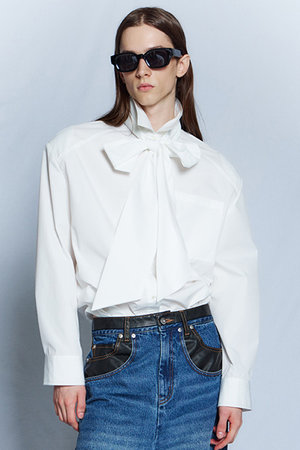 メゾンスペシャル/MAISON SPECIALの2WAY Bow Tie Shirt / 2WAYボウタイシャツ(110400/110403)